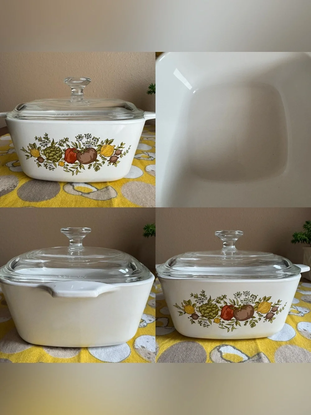 Vintage Corningware Spice of Life small square dish with lid (2 3/4 cups)